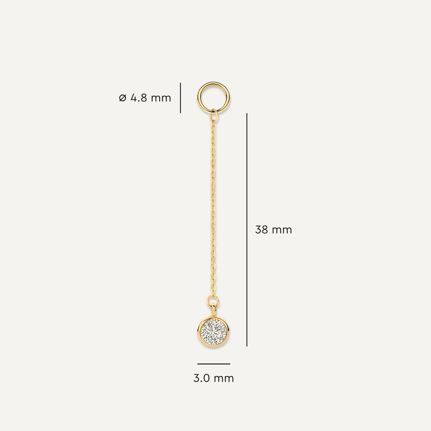 Round Cut Cubic Zirconia Drop Hoop Charm