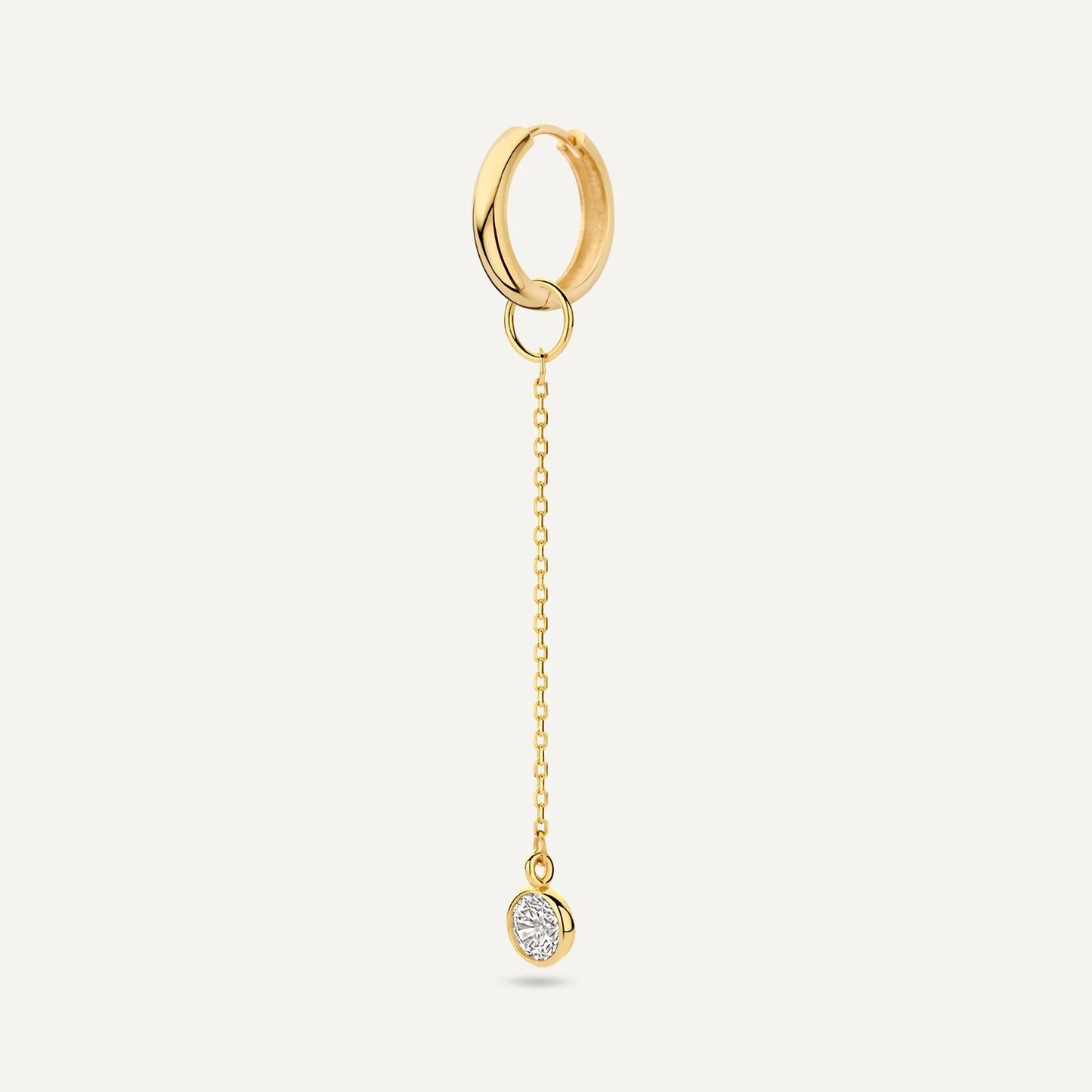 Round Cut Cubic Zirconia Drop Hoop Charm