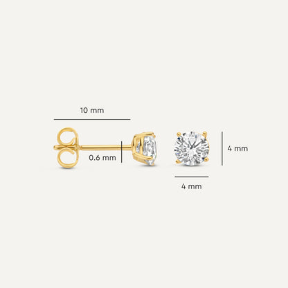 Four Prong Round Cut Cubic Zirconia Studs