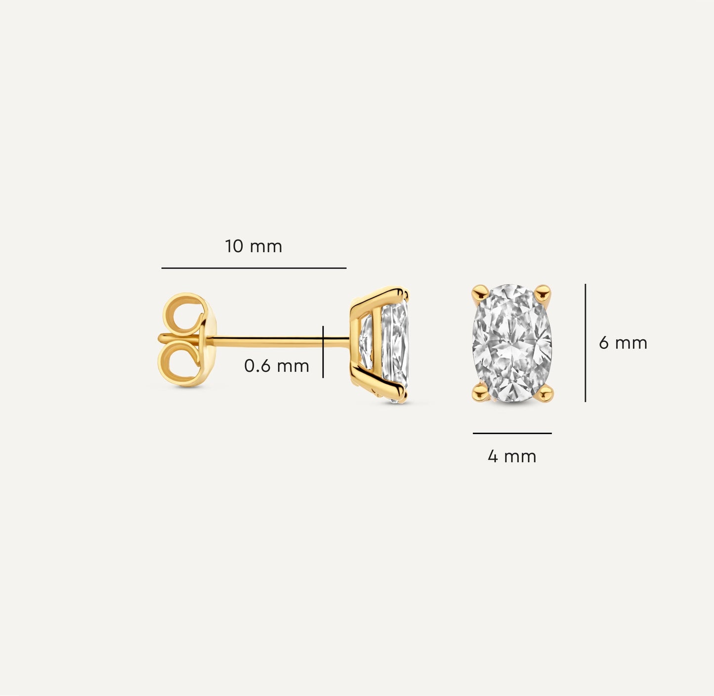 Oval Cut Cubic Zirconia Studs