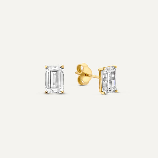 Emerald Cut Moissanite Studs