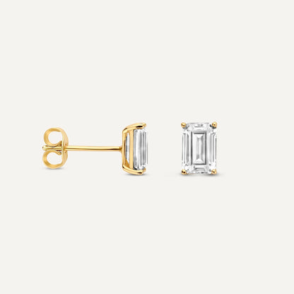 Emerald Cut Moissanite Studs