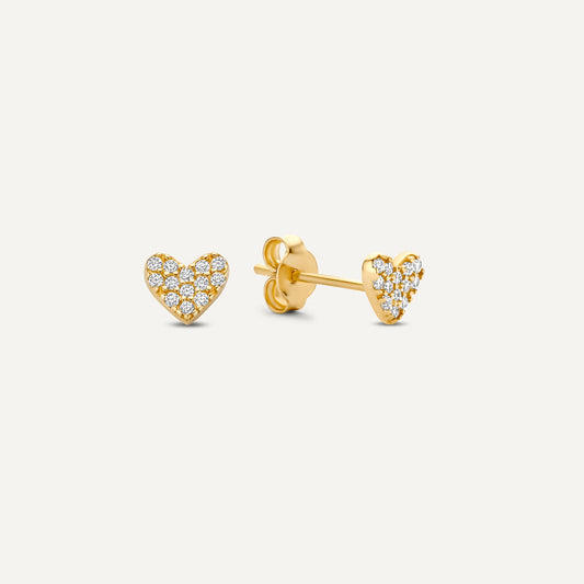 Pav¨¦ Cubic Zirconia Heart Studs