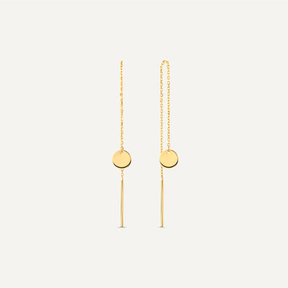 Coin Pull Through Drop Earrings