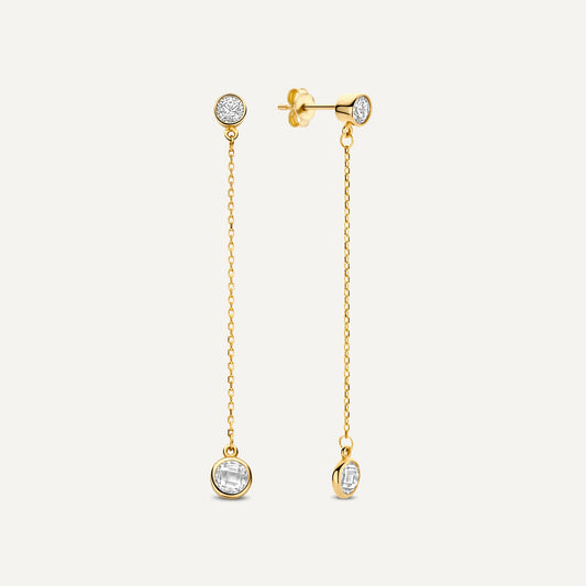 Pav¨¦ Round Cubic Zirconia Drop Earrings