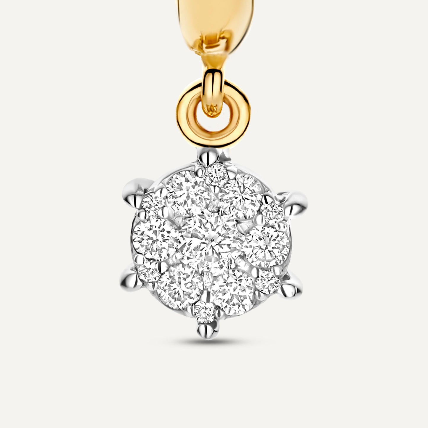 Six Prong Diamond Cluster Charm Hoop Earrings (0.15 ct)