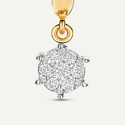 Six Prong Diamond Cluster Charm Hoop Earrings (0.15 ct)