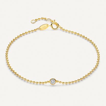 Solo Bezel Set Moissanite  Beaded Bracelet