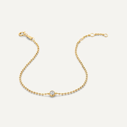 Solo Bezel Set Moissanite  Beaded Bracelet