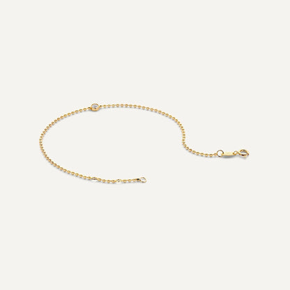 Solo Bezel Set Moissanite  Beaded Bracelet