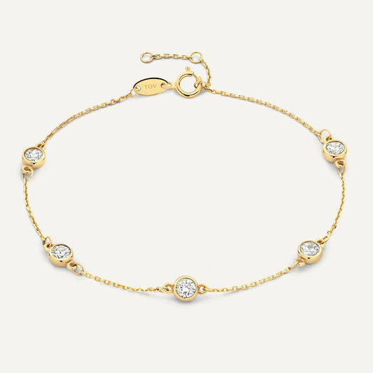 Stationed Bezel Set Cubic Zirconia Bracelet