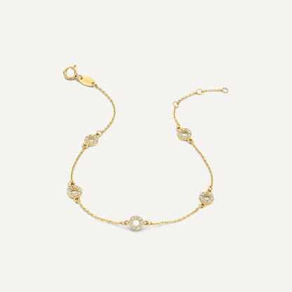 Stationed Pav¨¦ Cubic Zirconia Halo Bracelet
