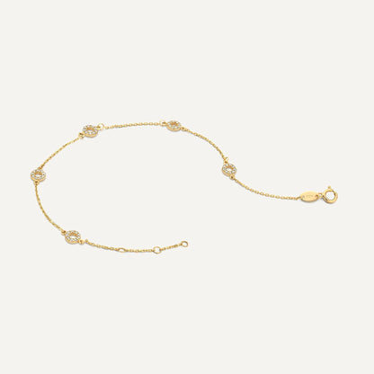 Stationed Pav¨¦ Cubic Zirconia Halo Bracelet