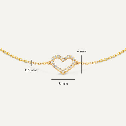 Pav¨¦ Cubic Zirconia Open Heart Bracelet