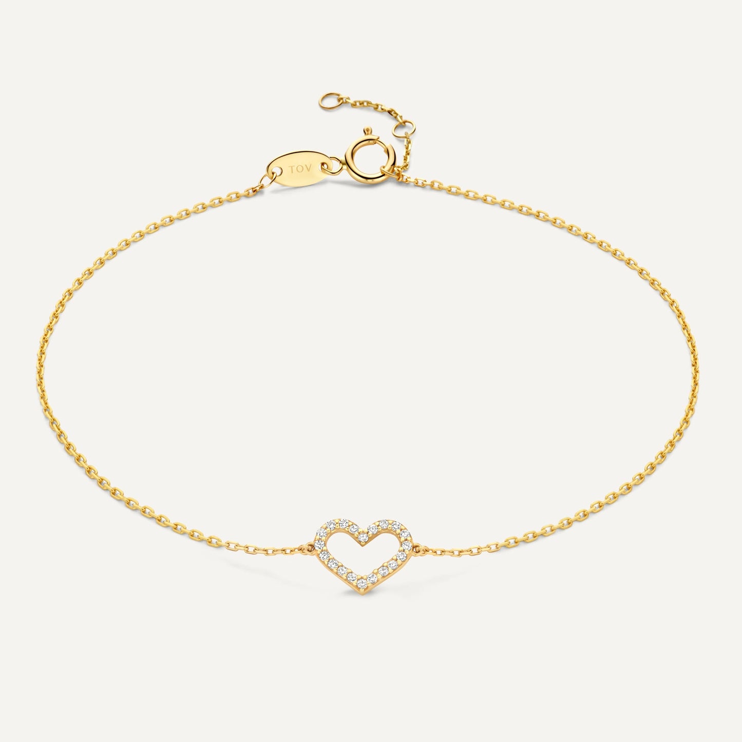 Pav¨¦ Cubic Zirconia Open Heart Bracelet