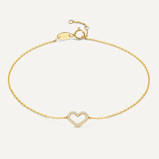 Pav¨¦ Cubic Zirconia Open Heart Bracelet