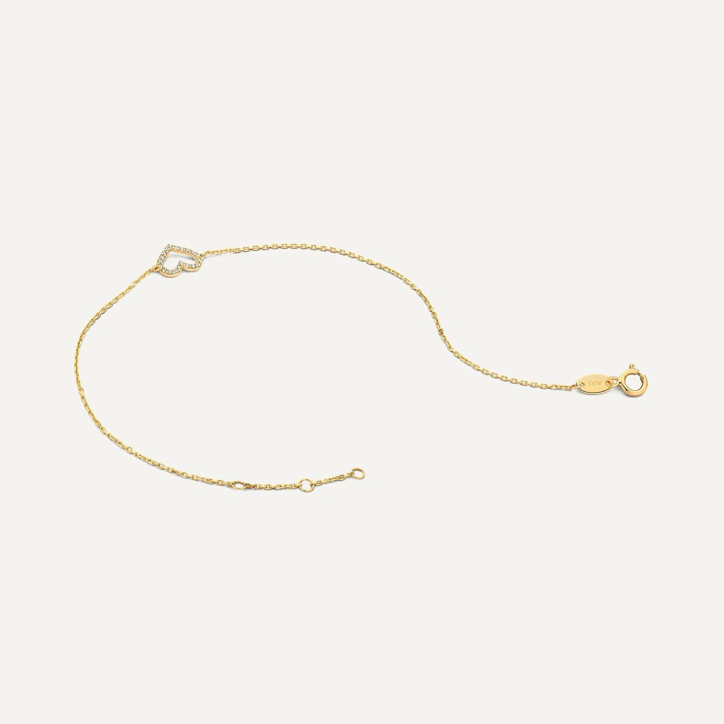 Pav¨¦ Cubic Zirconia Open Heart Bracelet