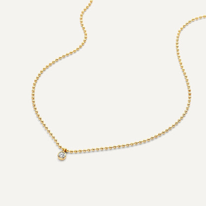 Bezel Set Moissanite Beaded Pendant Necklace