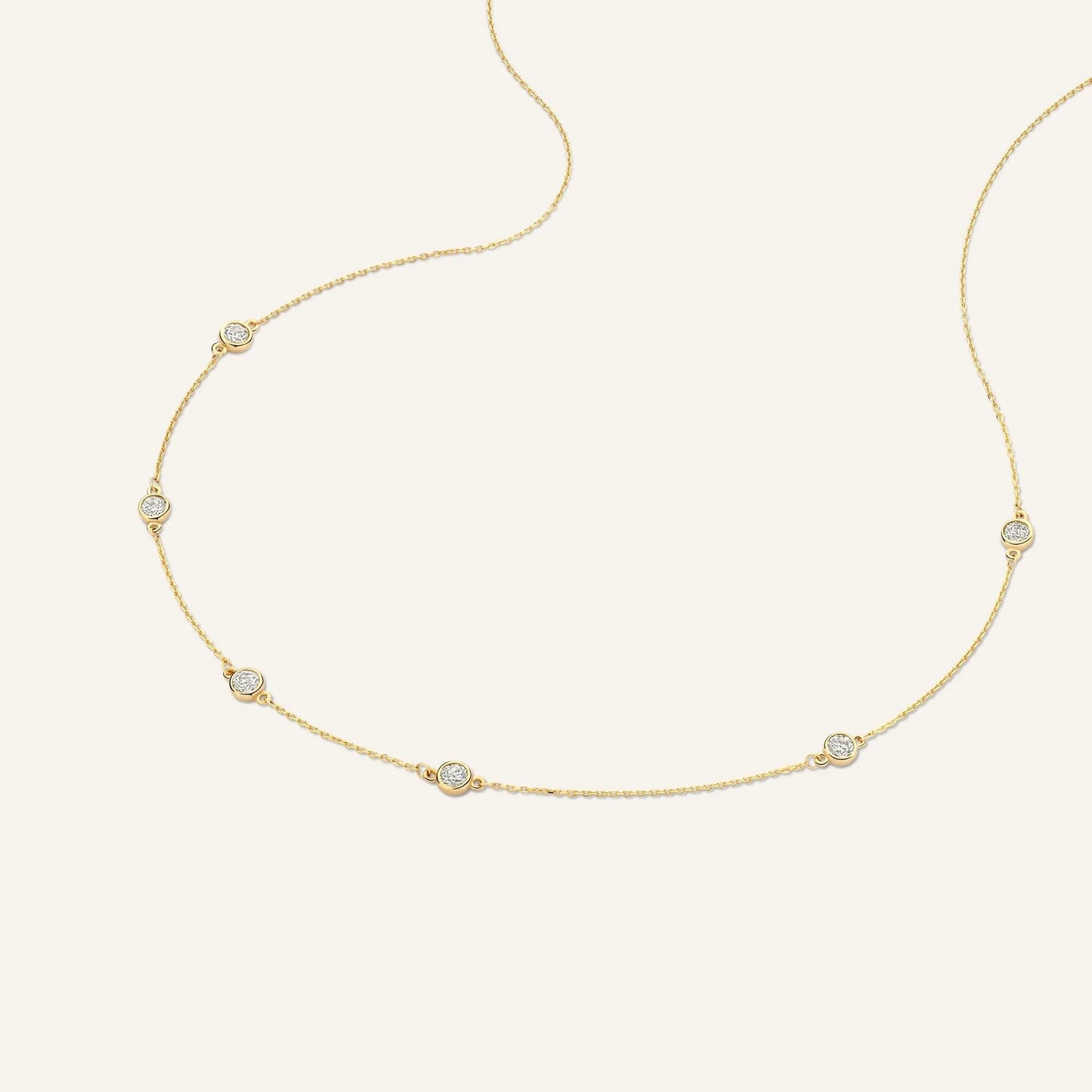 Stationed Bezel Set Cubic Zirconia Necklace