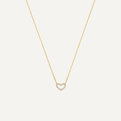Pav¨¦ Cubic Zirconia Open Heart Pendant Necklace