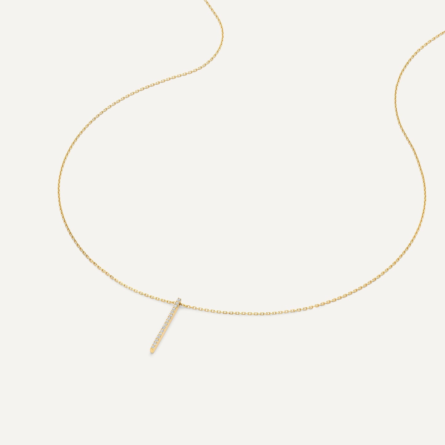 Pav¨¦ Cubic Zirconia Vertical Bar Pendant Necklace