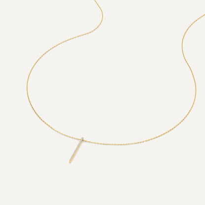 Pav¨¦ Cubic Zirconia Vertical Bar Pendant Necklace