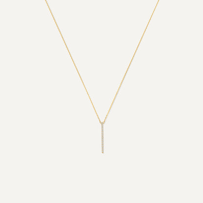 Pav¨¦ Cubic Zirconia Vertical Bar Pendant Necklace