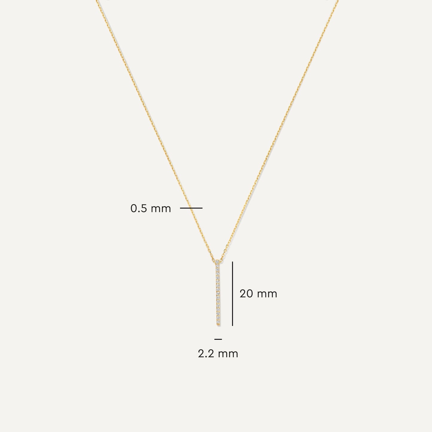 Pav¨¦ Cubic Zirconia Vertical Bar Pendant Necklace