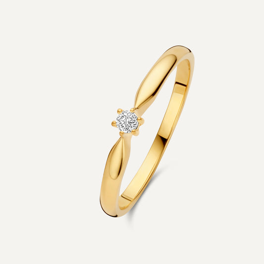 Six Prong Diamond Solitary Tapered Ring (0.05 ct)