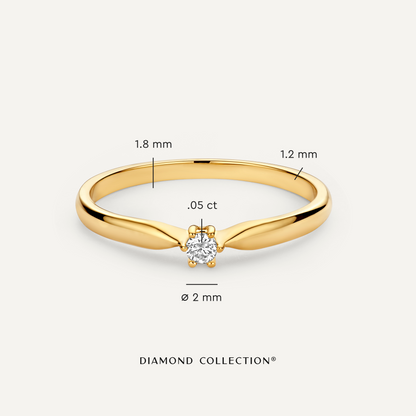Six Prong Diamond Solitary Tapered Ring (0.05 ct)