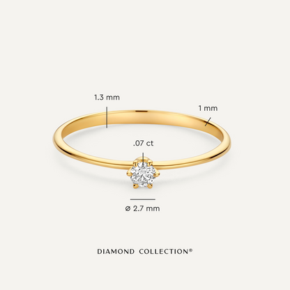 Six Prong Diamond Solitary Ring (0.07 ct)