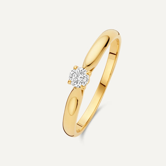 Four Prong Diamond Solitary Tapered Ring (0.15 ct)