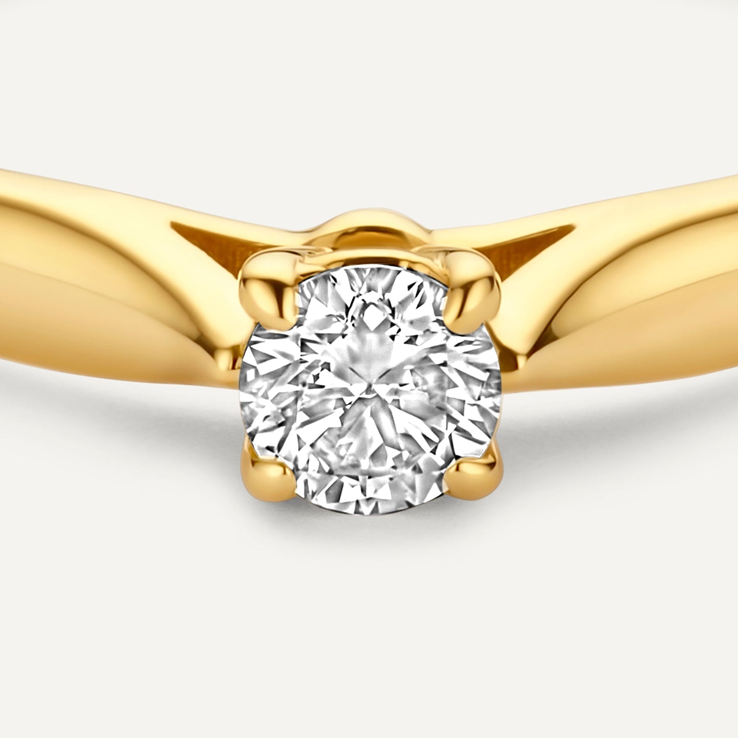 Four Prong Diamond Solitary Tapered Ring (0.15 ct)