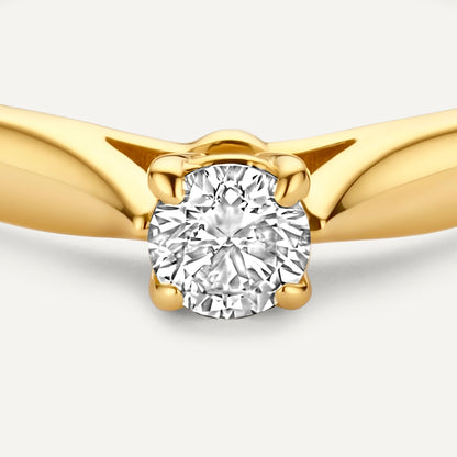 Four Prong Diamond Solitary Tapered Ring (0.15 ct)