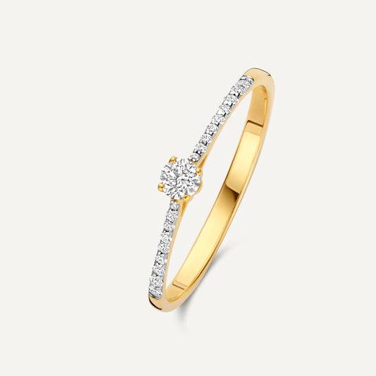 Four Prong Diamond Solitary Pav¨¦ Tapered Ring (0.19 ct)