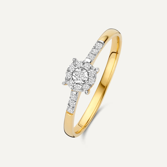 Pav¨¦ Four Prong Diamond Halo Ring (0.10 ct)