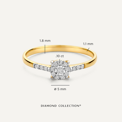Pav¨¦ Four Prong Diamond Halo Ring (0.10 ct)