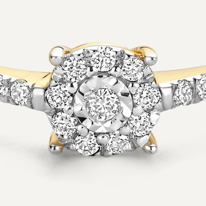 Pav¨¦ Four Prong Diamond Halo Ring (0.10 ct)