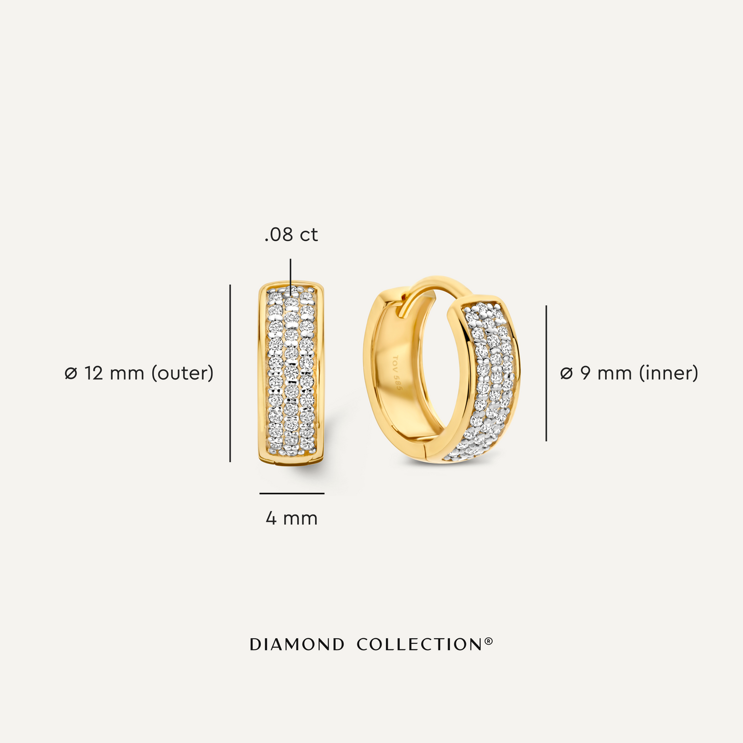 Pav¨¦ Diamond Bold Huggie Hoops (12mm) (0.16 ct)