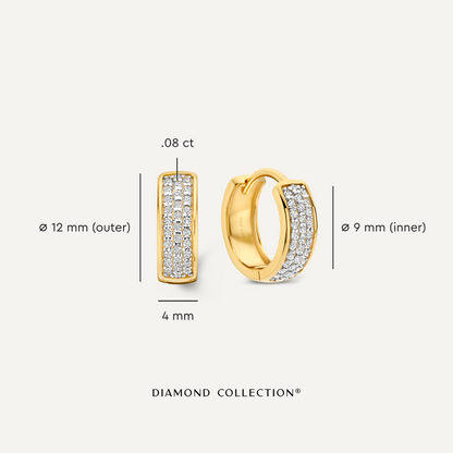 Pav¨¦ Diamond Bold Huggie Hoops (12mm) (0.16 ct)