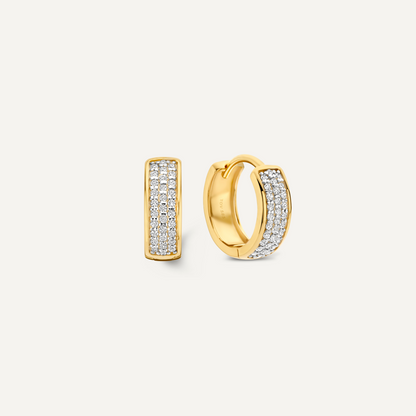 Pav¨¦ Diamond Bold Huggie Hoops (12mm) (0.16 ct)