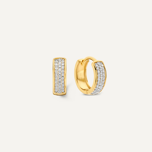 Pav¨¦ Diamond Bold Huggie Hoops (12mm) (0.16 ct)