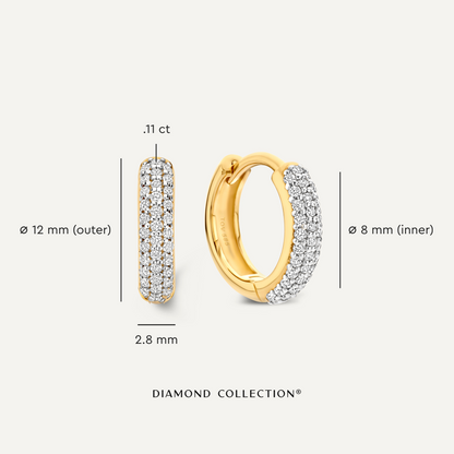Pav¨¦ Diamond Curved Huggie Hoops (12mm) (0.22 ct)