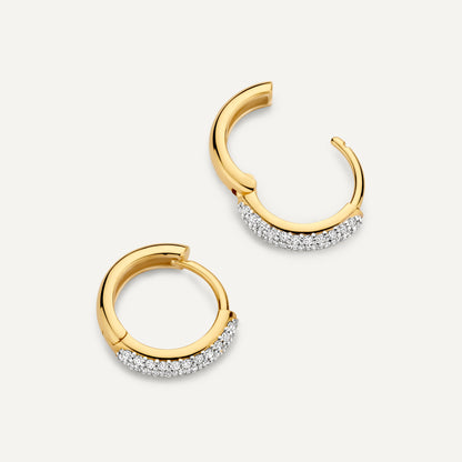 Pav¨¦ Diamond Curved Huggie Hoops (12mm) (0.22 ct)