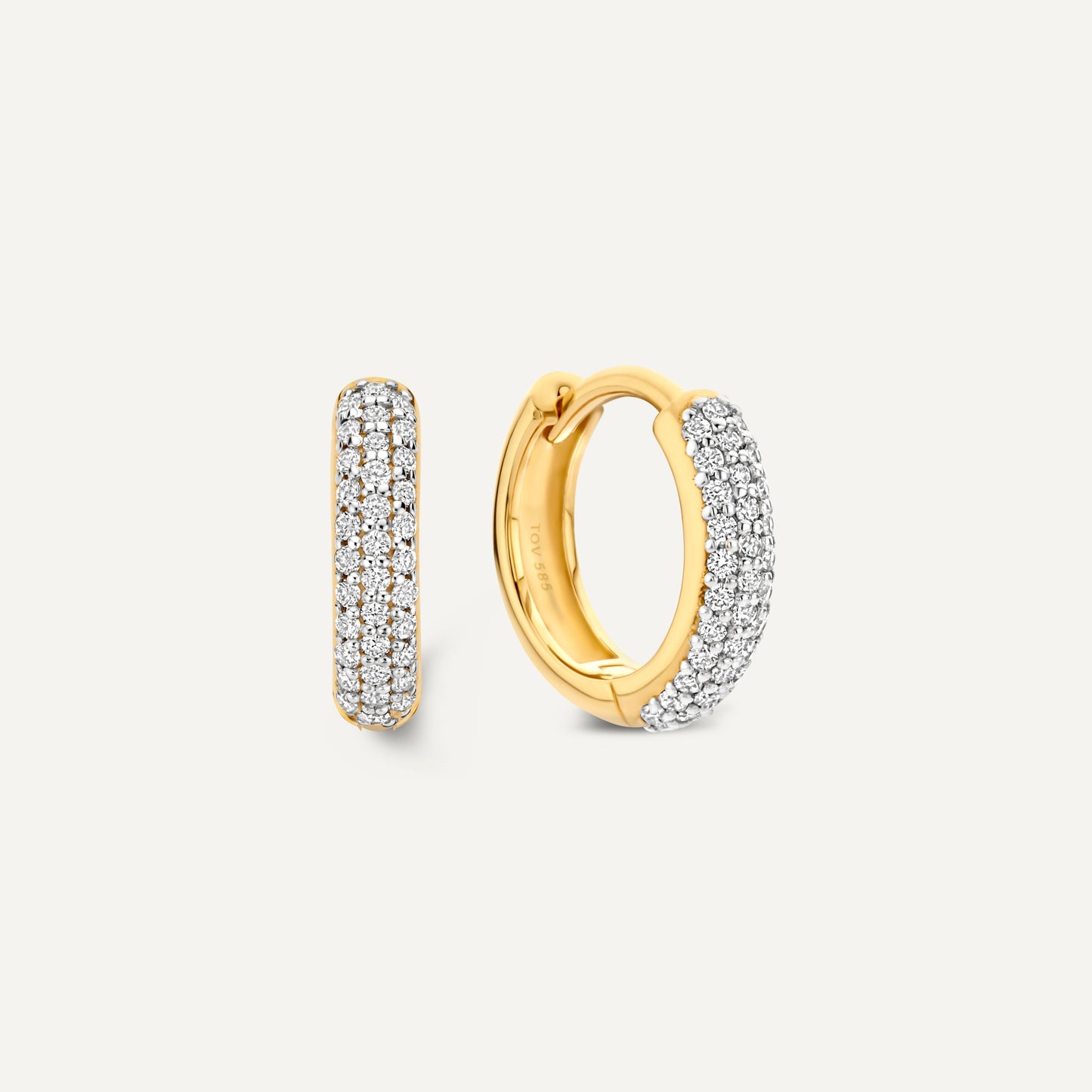 Pav¨¦ Diamond Curved Huggie Hoops (12mm) (0.22 ct)