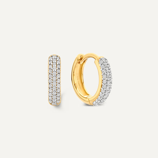 Pav¨¦ Diamond Curved Huggie Hoops (12mm) (0.22 ct)