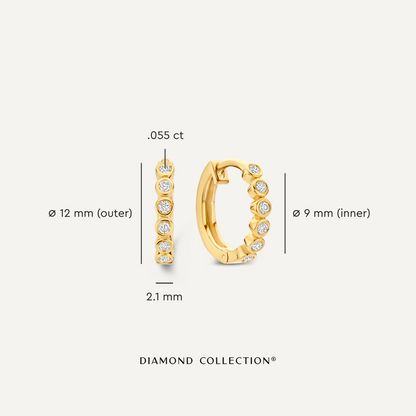 Bezel Set Diamond Huggie Hoops (12mm) (0.11 ct)