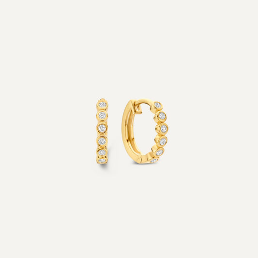 Bezel Set Diamond Huggie Hoops (12mm) (0.11 ct)