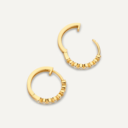 Bezel Set Diamond Small Hoops (15mm) (0.15 ct)