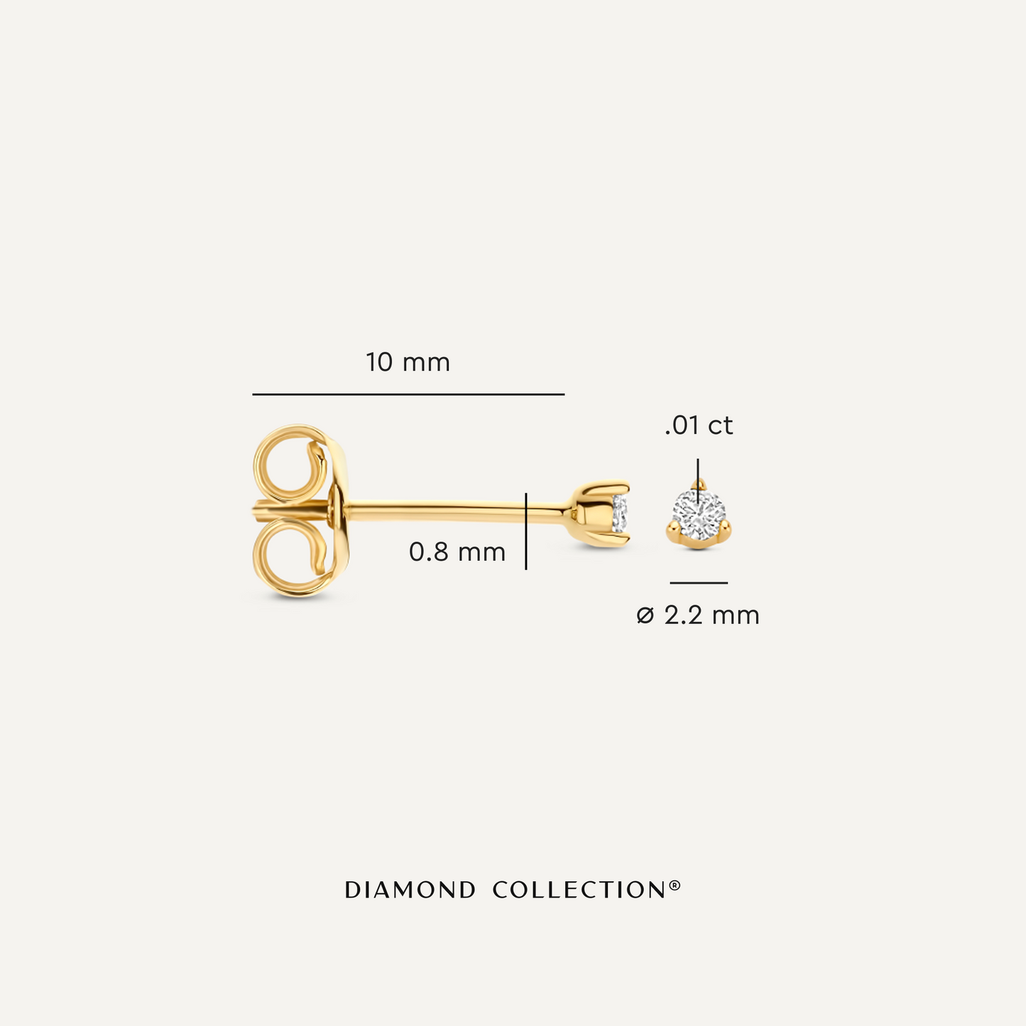 Three Prong Diamond Studs (0.05 ct)